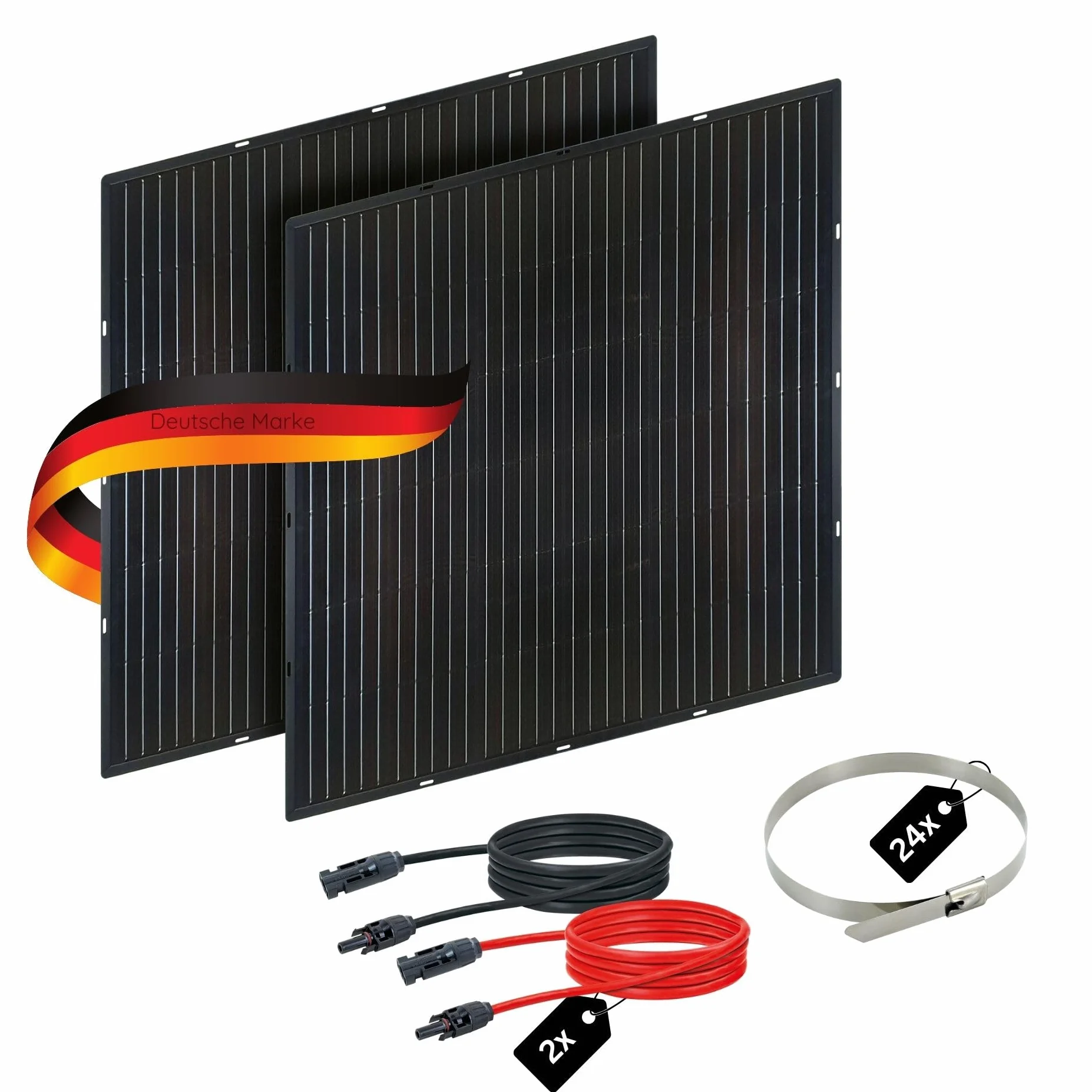 SCHWAIGER Balkonkraftwerk Slim‑Line zestaw 2 paneli słonecznych 400 Wp, 2 x 200 Wp monokrystaliczne, ultracienkie i lekkie moduły solarne, w zestawie kabel przyłączeniowy i akcesoria, instalacja