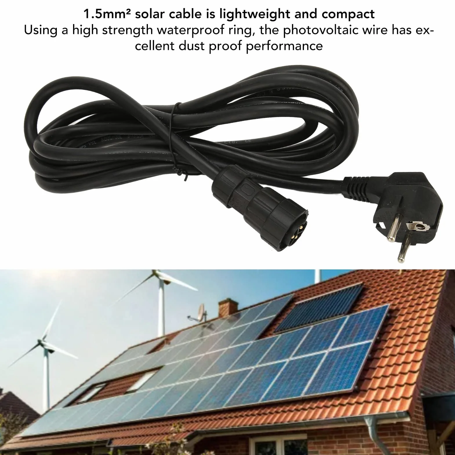 Kabel AC, akcesoria falownika fotowoltaicznego systemu wytwarzania energii słonecznej, do WVC 600, WVC 700, WVC 1200, WVC 1400, 3x1,5mm²