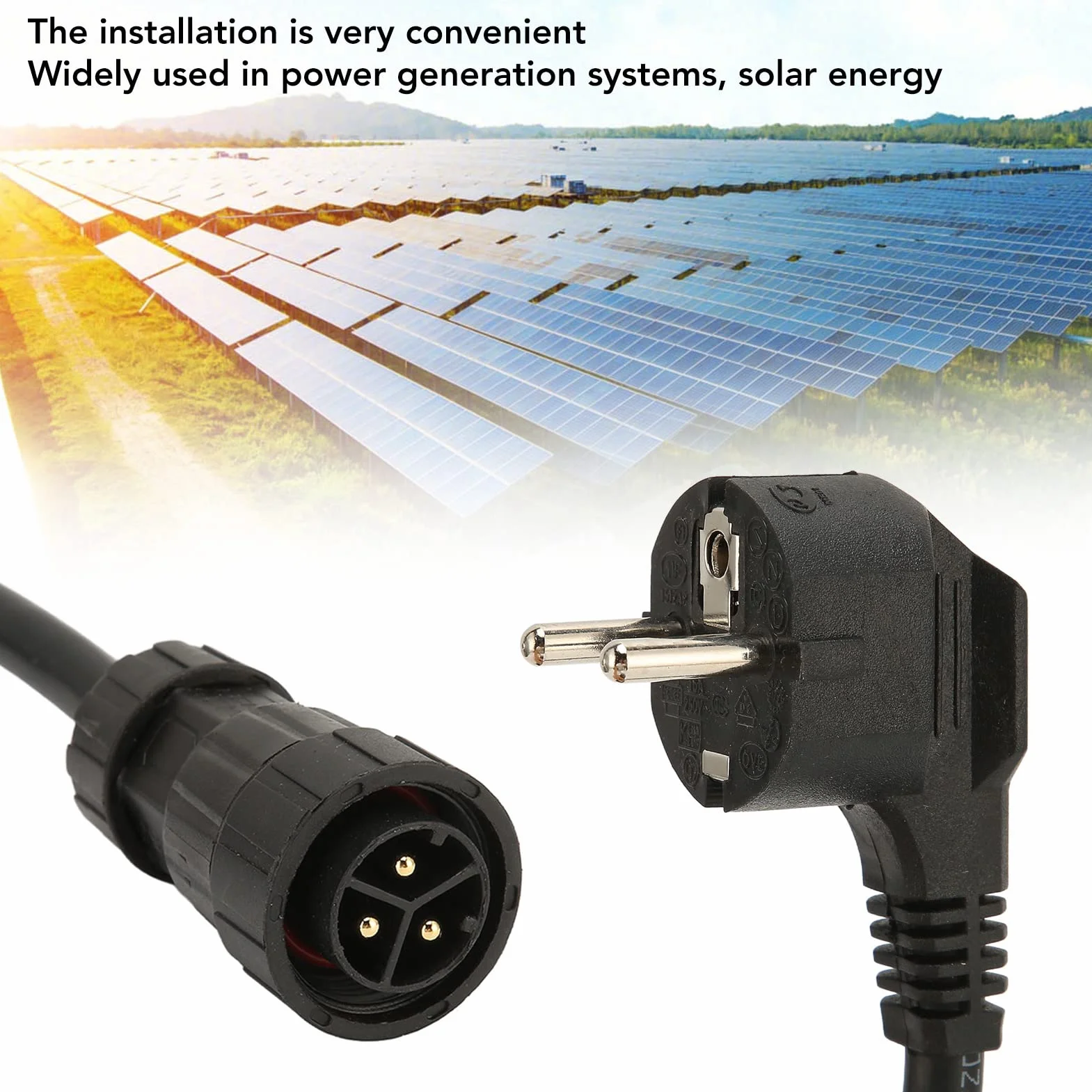 Kabel AC, akcesoria falownika fotowoltaicznego systemu wytwarzania energii słonecznej, do WVC 600, WVC 700, WVC 1200, WVC 1400, 3x1,5mm²