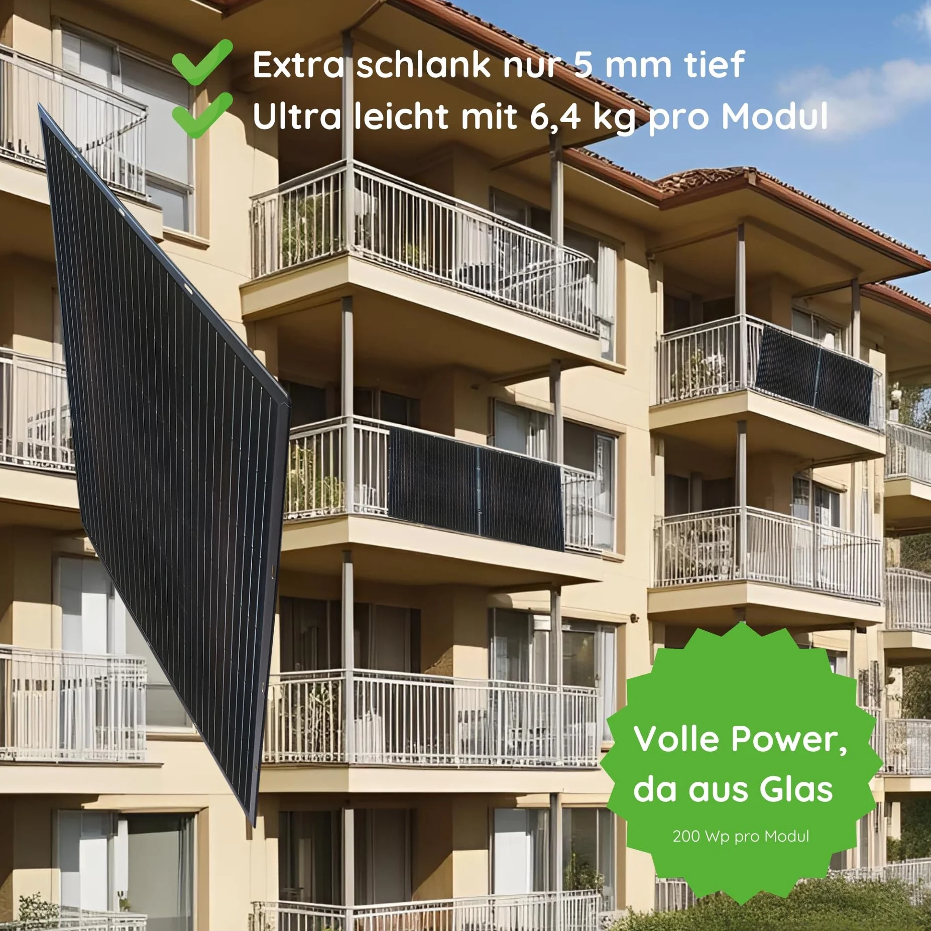 SCHWAIGER Balkonkraftwerk Slim‑Line zestaw 2 paneli słonecznych 400 Wp, 2 x 200 Wp monokrystaliczne, ultracienkie i lekkie moduły solarne, w zestawie kabel przyłączeniowy i akcesoria, instalacja