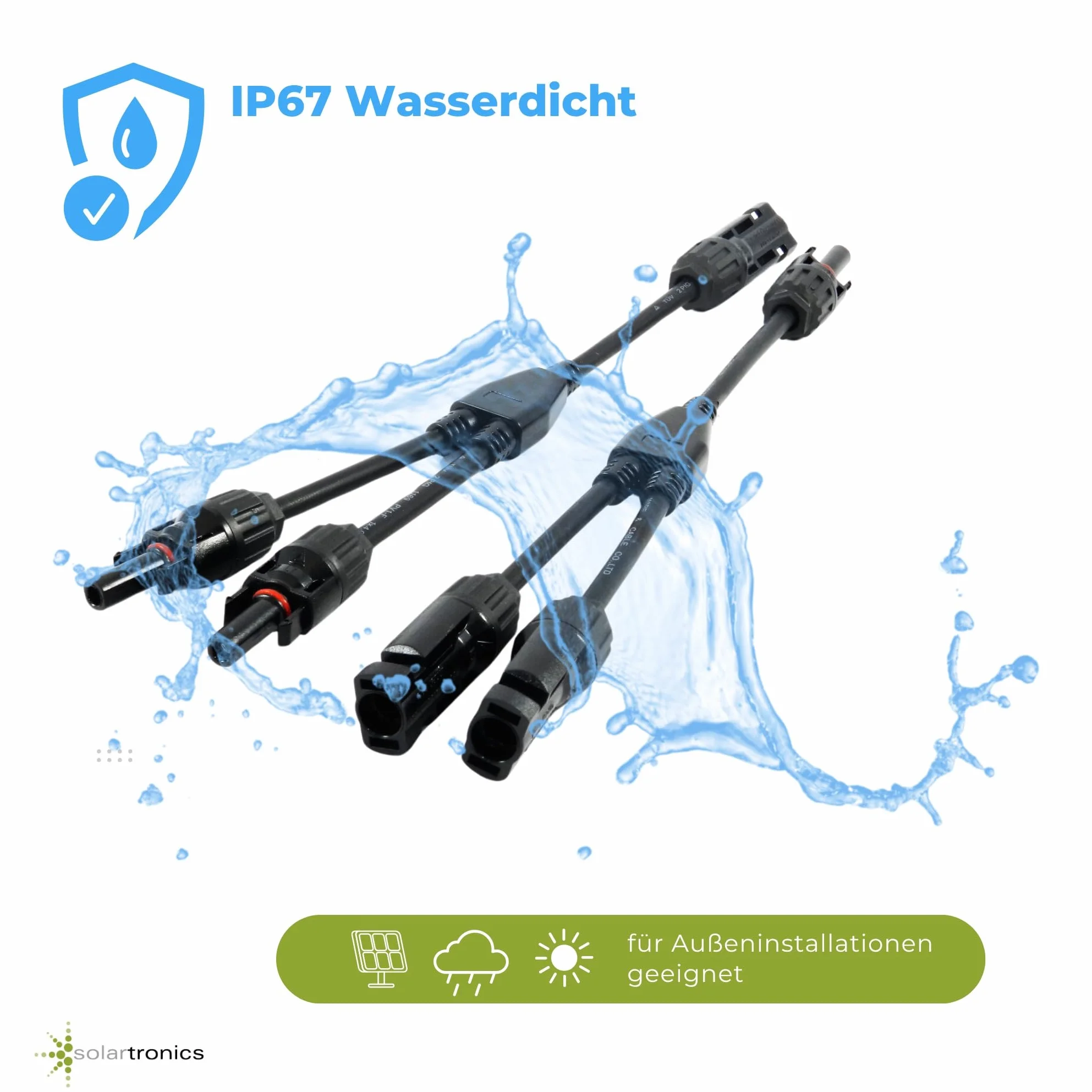 Wtyczka solarna 1-krotna, 2-krotna wtyczka Y, 3-krotna, 4-krotna, 5-krotna, 6-krotna rozdzielnica kabla, złącze fotowoltaiczne, wtyczka solarna (kabel Y-2 gniazda)