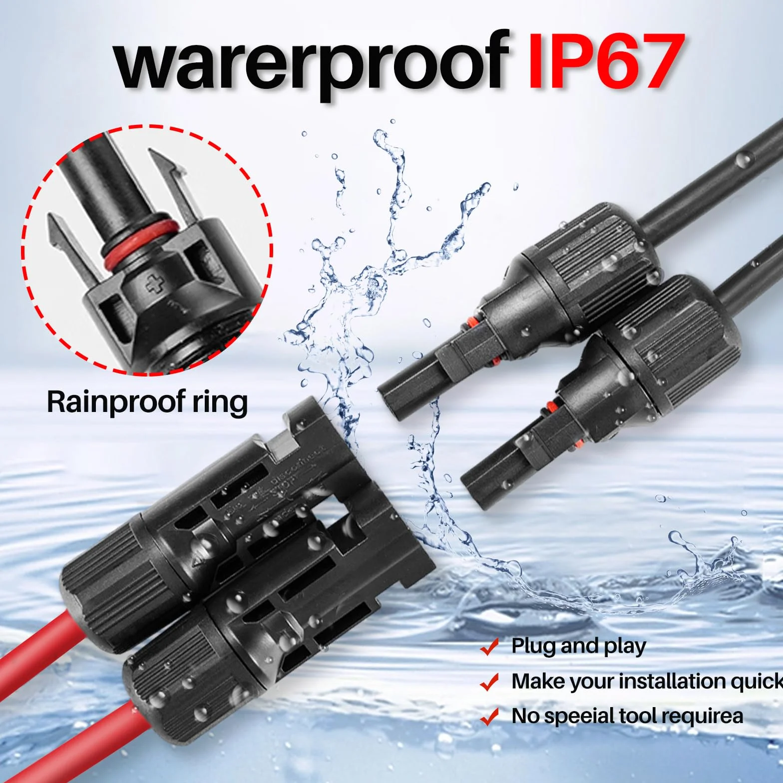 Solarny kabel Y 6 mm², wtyczka Y, para solarna, rozdzielacz Y, moduły wtyczki PV Y, moduły elektrowni balkonowej (6 mm² M/FFFF i F/MMMM)